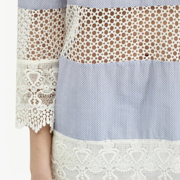 French Connection size S Kyra cotton lace crochet tunic - Picture 3 of 10
